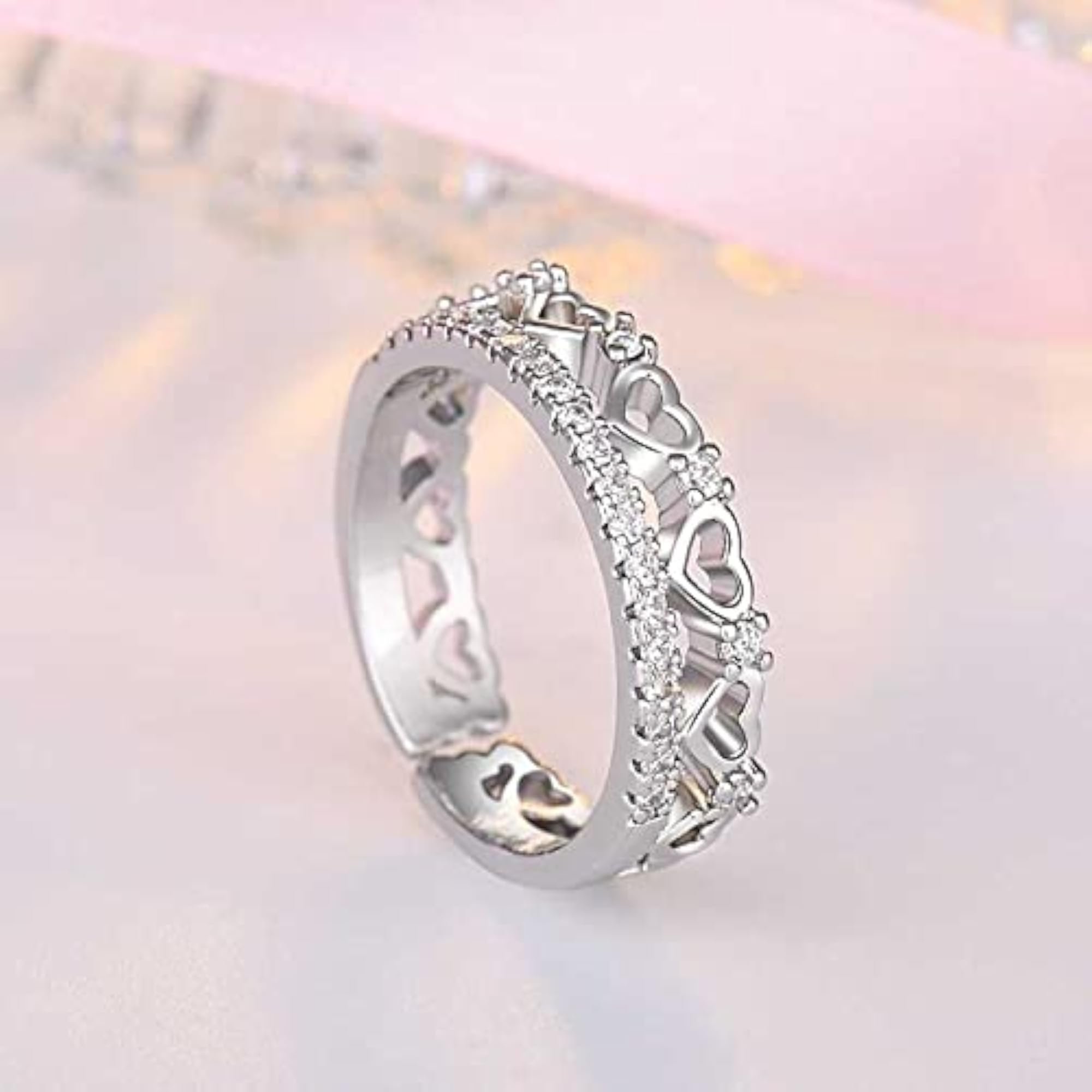 Zircon Stone Heart Charm Ring